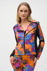 Joseph Ribkoff Scuba Tropical Print Fitted Jacket
