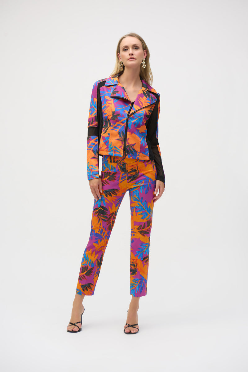 Joseph Ribkoff Scuba Tropical Print Fitted Jacket