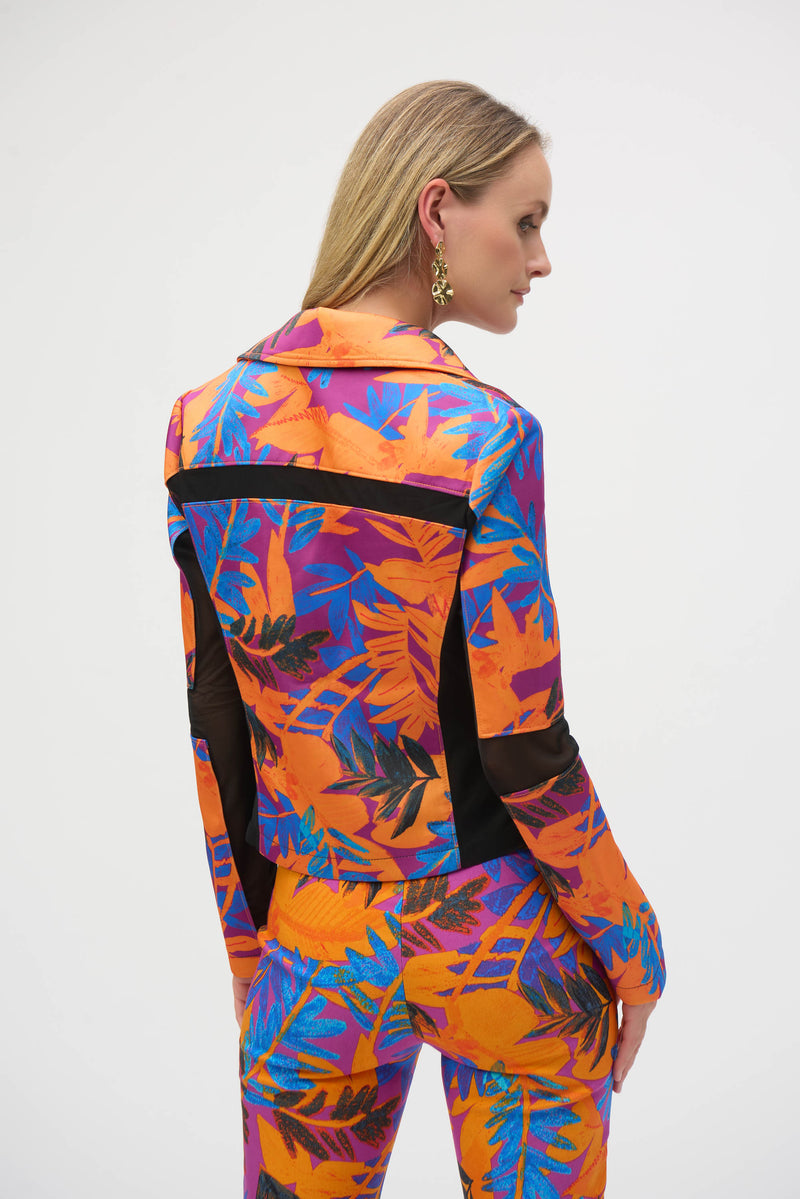 Joseph Ribkoff Scuba Tropical Print Fitted Jacket