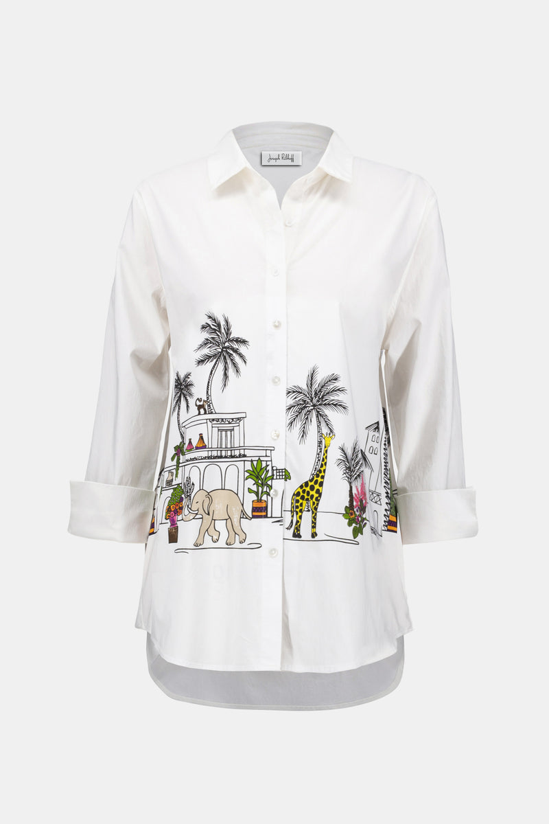 Joseph Ribkoff Stretch Poplin Print Shirt