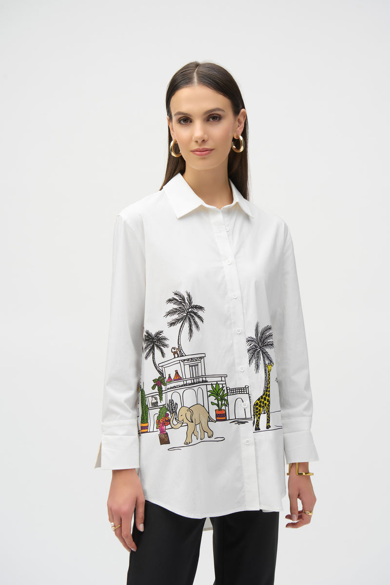 Joseph Ribkoff Stretch Poplin Print Shirt