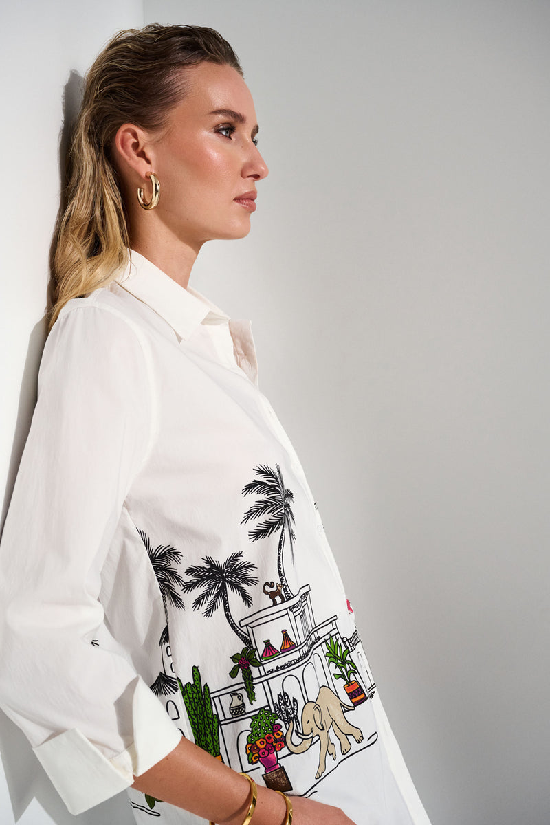 Joseph Ribkoff Stretch Poplin Print Shirt