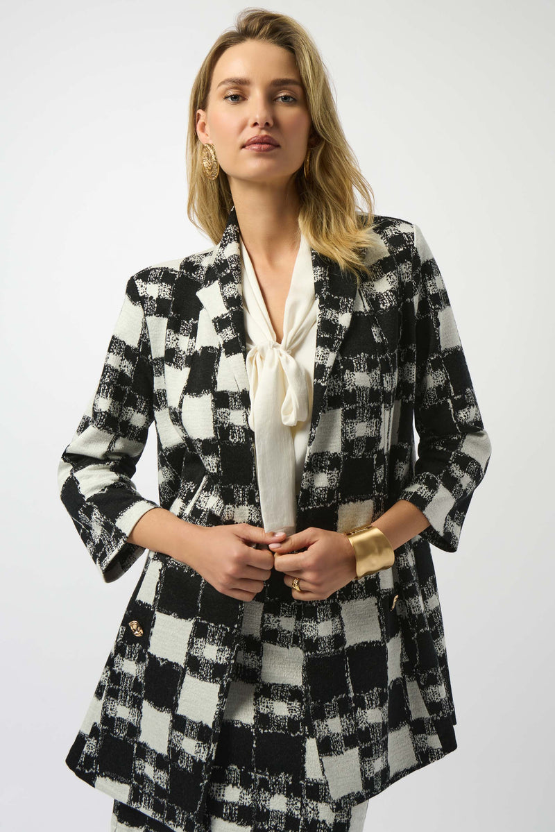 Joseph Ribkoff Jacquard Sweater Plaid Jacket