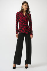Joseph Ribkoff Geometric Print Fitted Wrap Top
