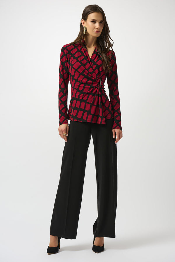 Joseph Ribkoff Geometric Print Fitted Wrap Top