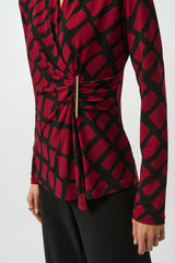 Joseph Ribkoff Geometric Print Fitted Wrap Top