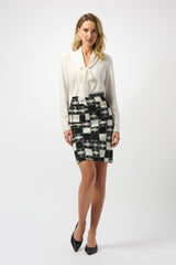 Joseph Ribkoff Jacquard Sweater Plaid Print Skirt