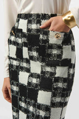 Joseph Ribkoff Jacquard Sweater Plaid Print Skirt