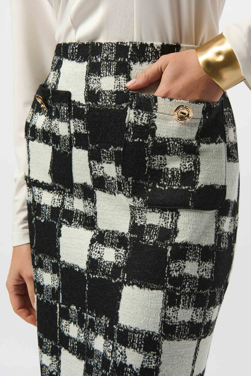 Joseph Ribkoff Jacquard Sweater Plaid Print Skirt