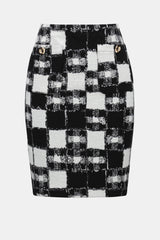 Joseph Ribkoff Jacquard Sweater Plaid Print Skirt