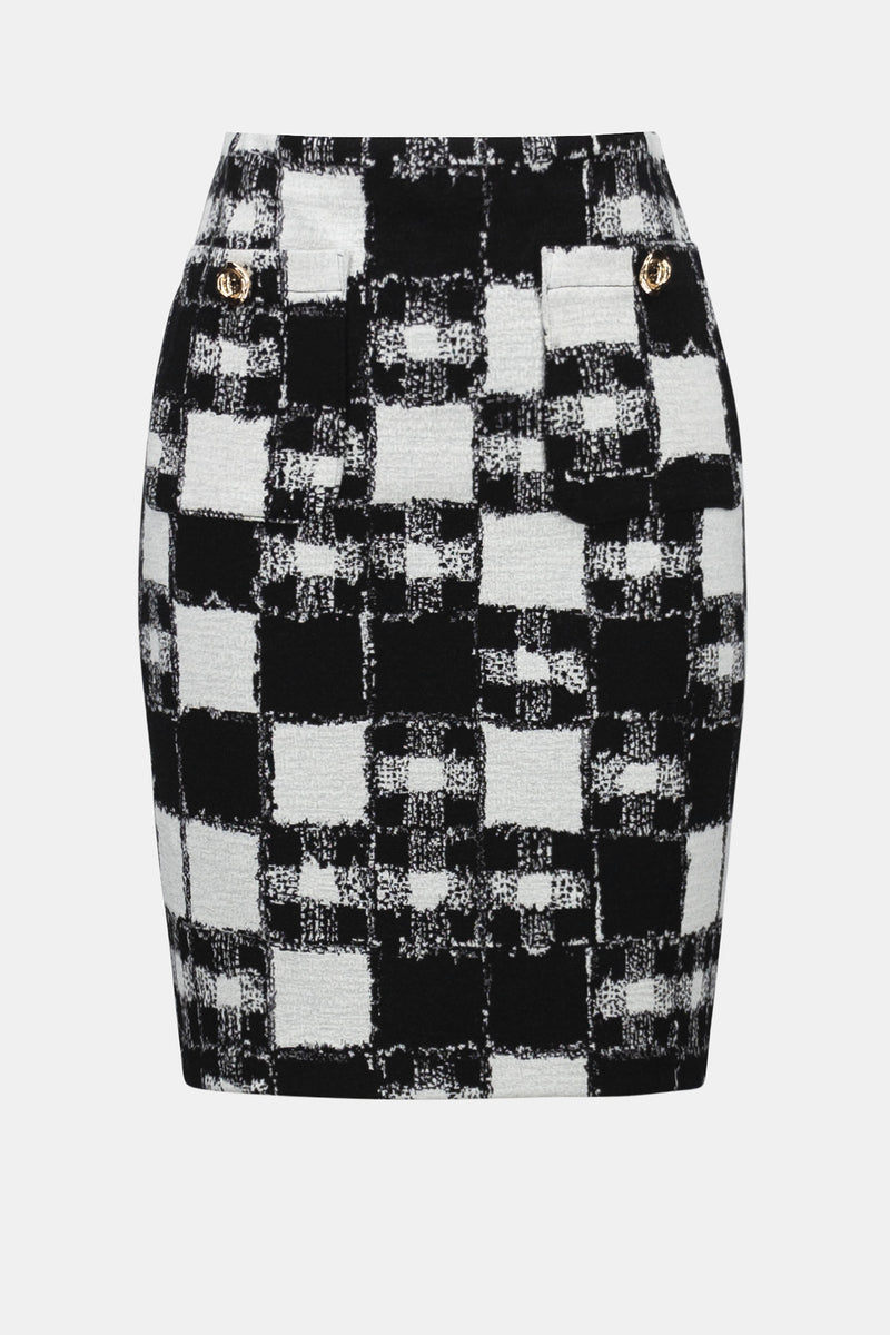 Joseph Ribkoff Jacquard Sweater Plaid Print Skirt
