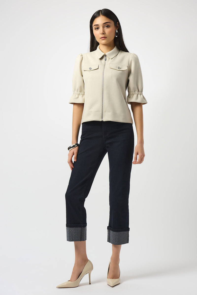 Joseph Ribkoff Scuba Suede Cropped Jacket