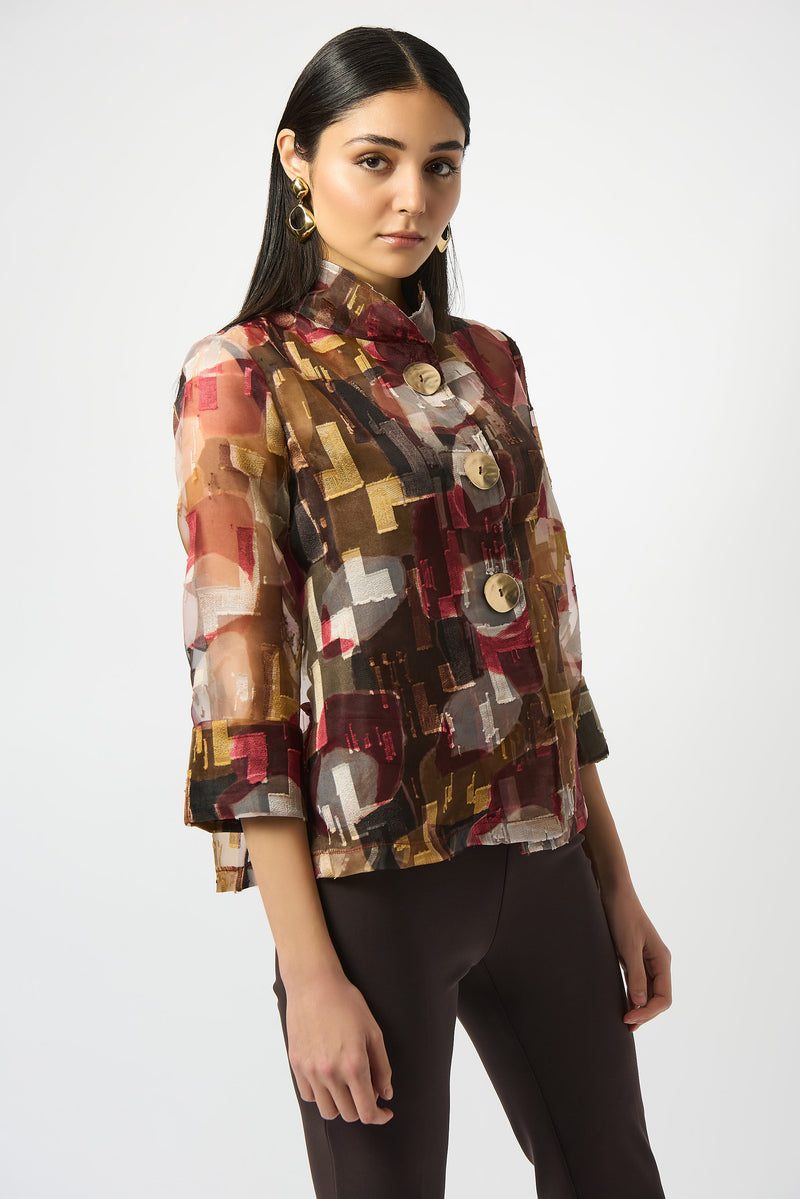 Joseph Ribkoff Organza Abstract Print 2pc Jacket
