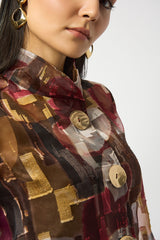 Joseph Ribkoff Organza Abstract Print 2pc Jacket
