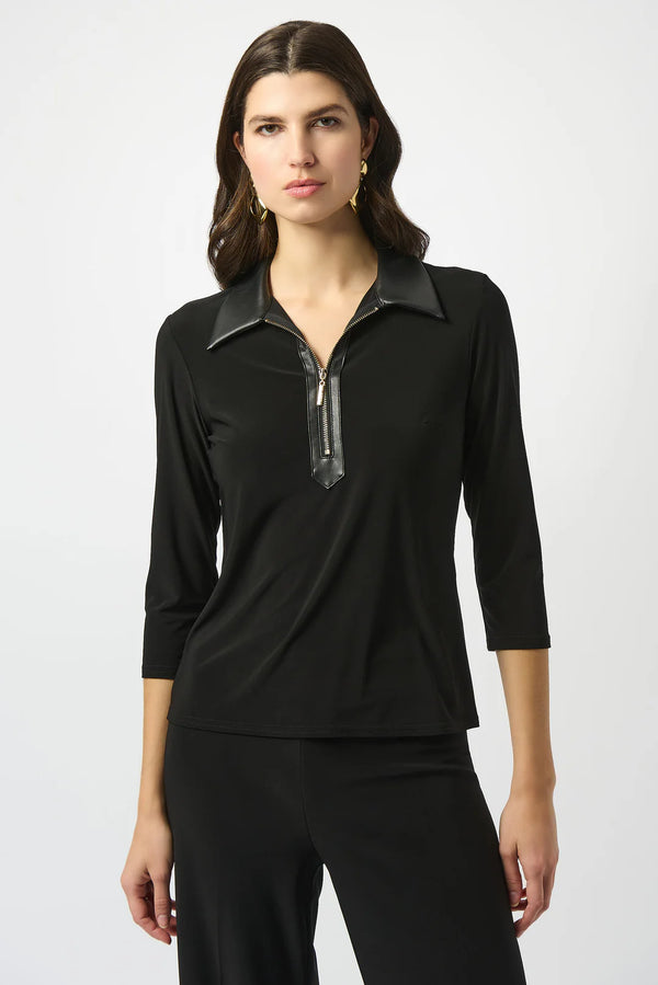 Joseph Ribkoff Leatherette Fitted Top