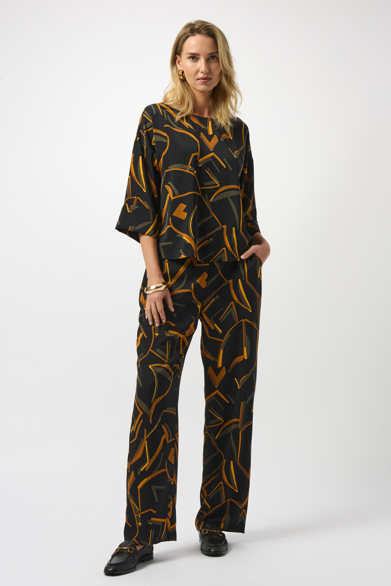 Joseph Ribkoff Woven Geometric Print Boxy Top