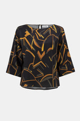 Joseph Ribkoff Woven Geometric Print Boxy Top
