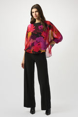 Joseph Ribkoff Chiffon Floral Print Boxy Top