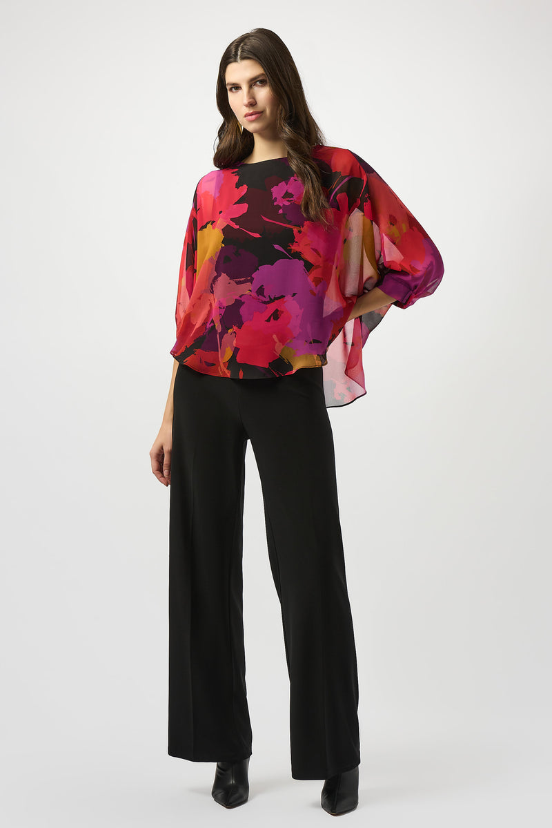 Joseph Ribkoff Chiffon Floral Print Boxy Top