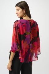 Joseph Ribkoff Chiffon Floral Print Boxy Top