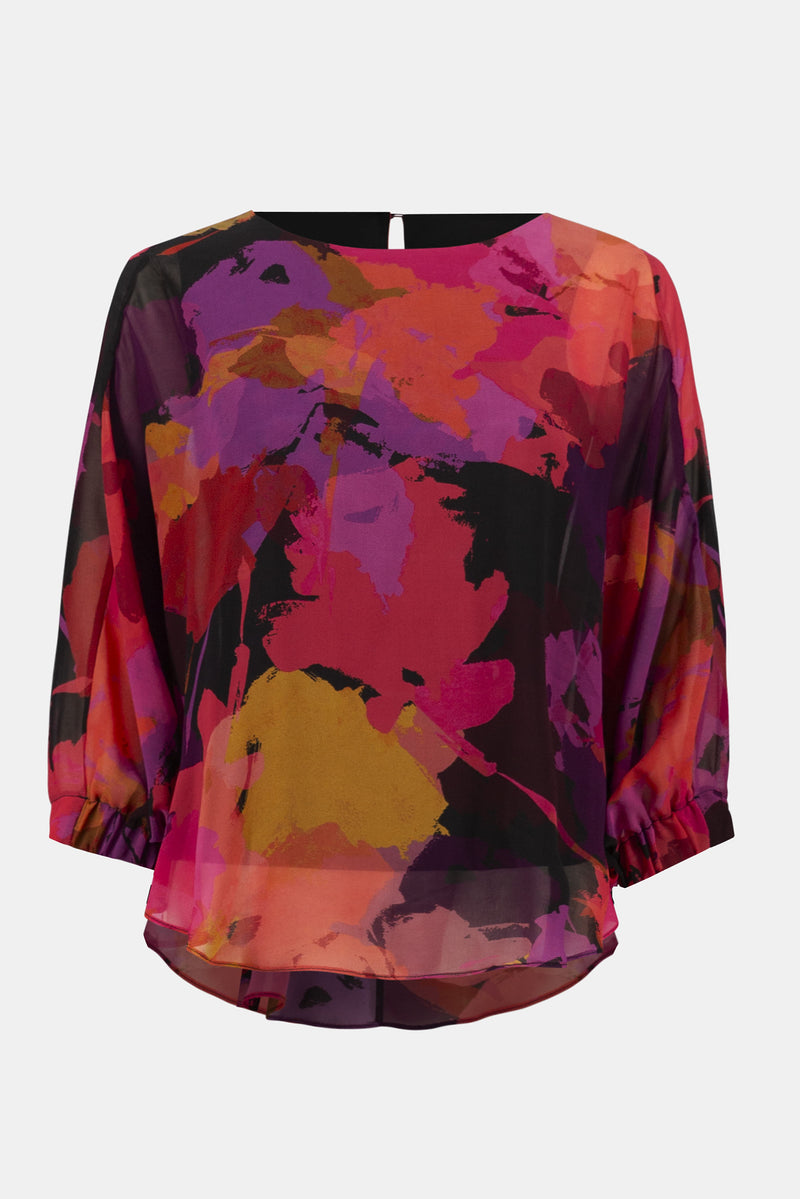 Joseph Ribkoff Chiffon Floral Print Boxy Top