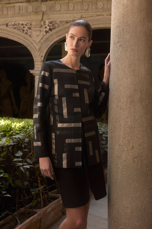 Joseph Ribkoff Scuba & Leatherette Jacket