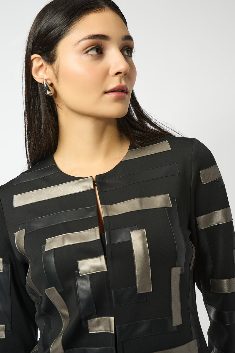 Joseph Ribkoff Scuba & Leatherette Jacket