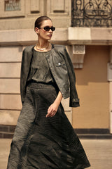 Joseph Ribkoff Foiled Faux Suede Fitted Jacket