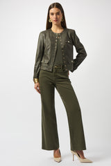 Joseph Ribkoff Foiled Faux Suede Fitted Jacket