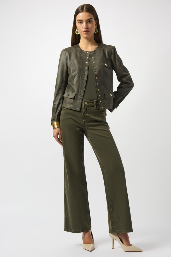 Joseph Ribkoff Foiled Faux Suede Fitted Jacket