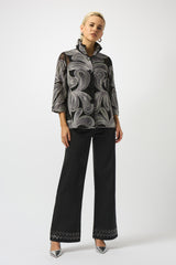 Joseph Ribkoff Embroidered Mesh Straight Jacket