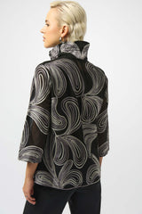 Joseph Ribkoff Embroidered Mesh Straight Jacket
