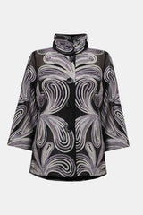 Joseph Ribkoff Embroidered Mesh Straight Jacket
