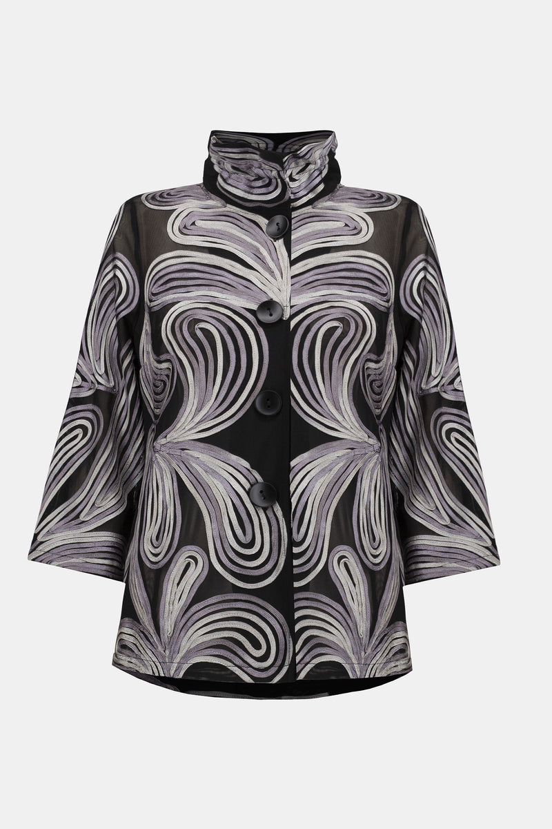 Joseph Ribkoff Embroidered Mesh Straight Jacket