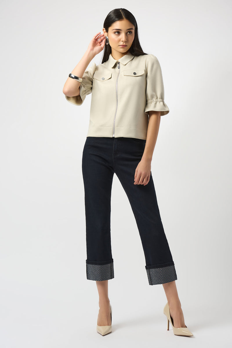 Joseph Ribkoff Straight Crop Turned Hem Jeans