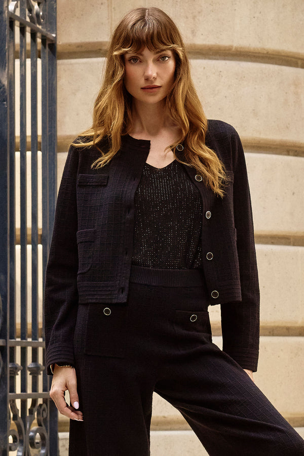 Joseph Ribkoff Crew Neck Button-Front Jacket
