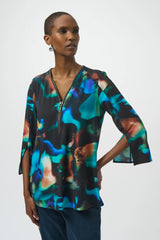 Joseph Ribkoff Abstract Print Fit and Flare Tunic