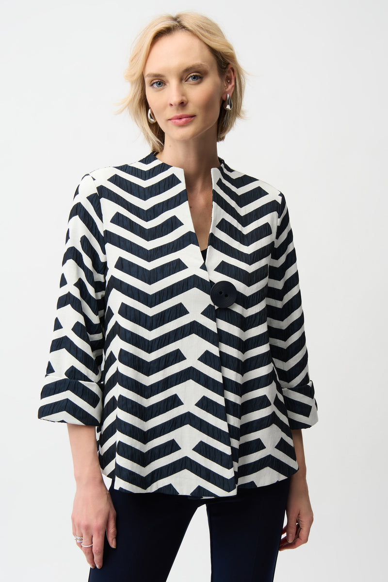 Joseph Ribkoff Geometric Jacquard Trapeze Jacket