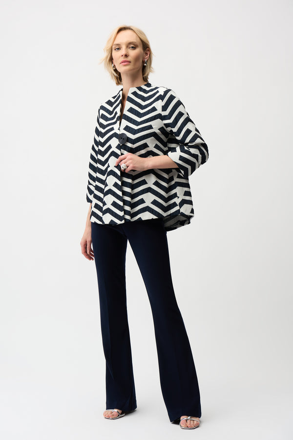 Joseph Ribkoff Geometric Jacquard Trapeze Jacket