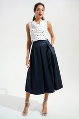 Joseph Ribkoff Stretch Flared Skirt With Box Pleat