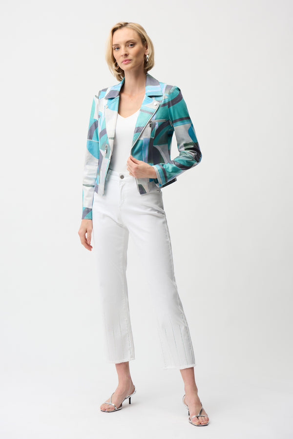 Joseph Ribkoff Faux Suede Geometric Print Jacket