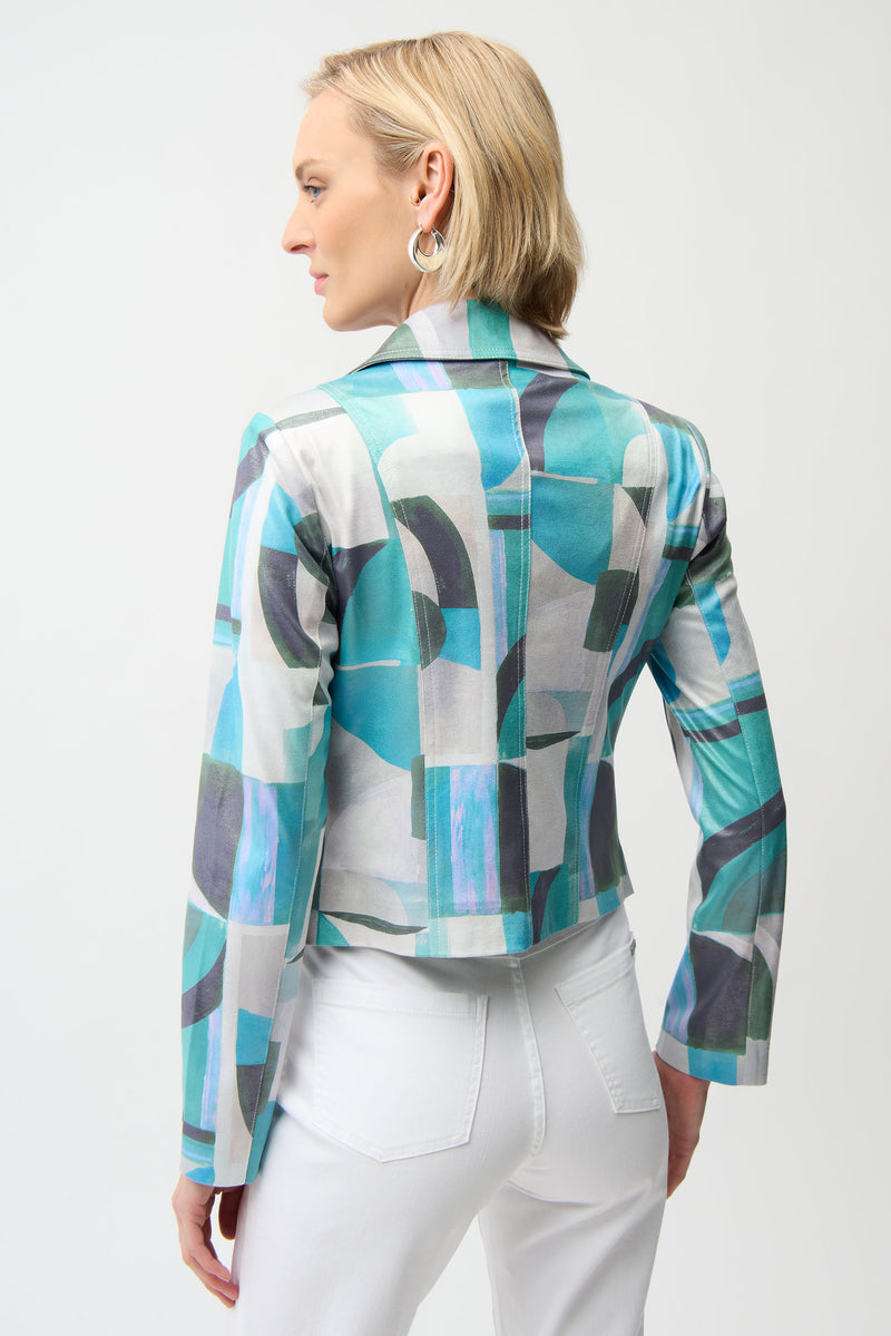 Joseph Ribkoff Faux Suede Geometric Print Jacket