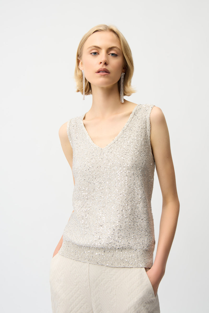 Joseph Ribkoff Sequins Yarn V-Neck Camisole