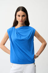 Joseph Ribkoff Cotton Top With Asymmetrical Collar