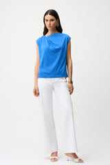 Joseph Ribkoff Cotton Top With Asymmetrical Collar
