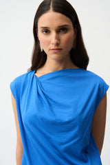 Joseph Ribkoff Cotton Top With Asymmetrical Collar