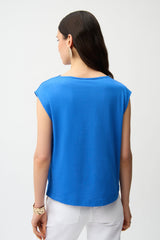 Joseph Ribkoff Cotton Top With Asymmetrical Collar