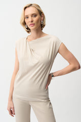 Joseph Ribkoff Cotton Top With Asymmetrical Collar