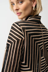 Joseph Ribkoff Satin & Mesh Abstract Print Jacket