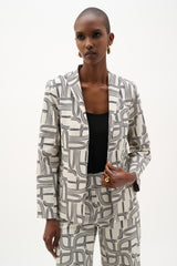 Joseph Ribkoff Geometric Print Straight-Cut Jacket